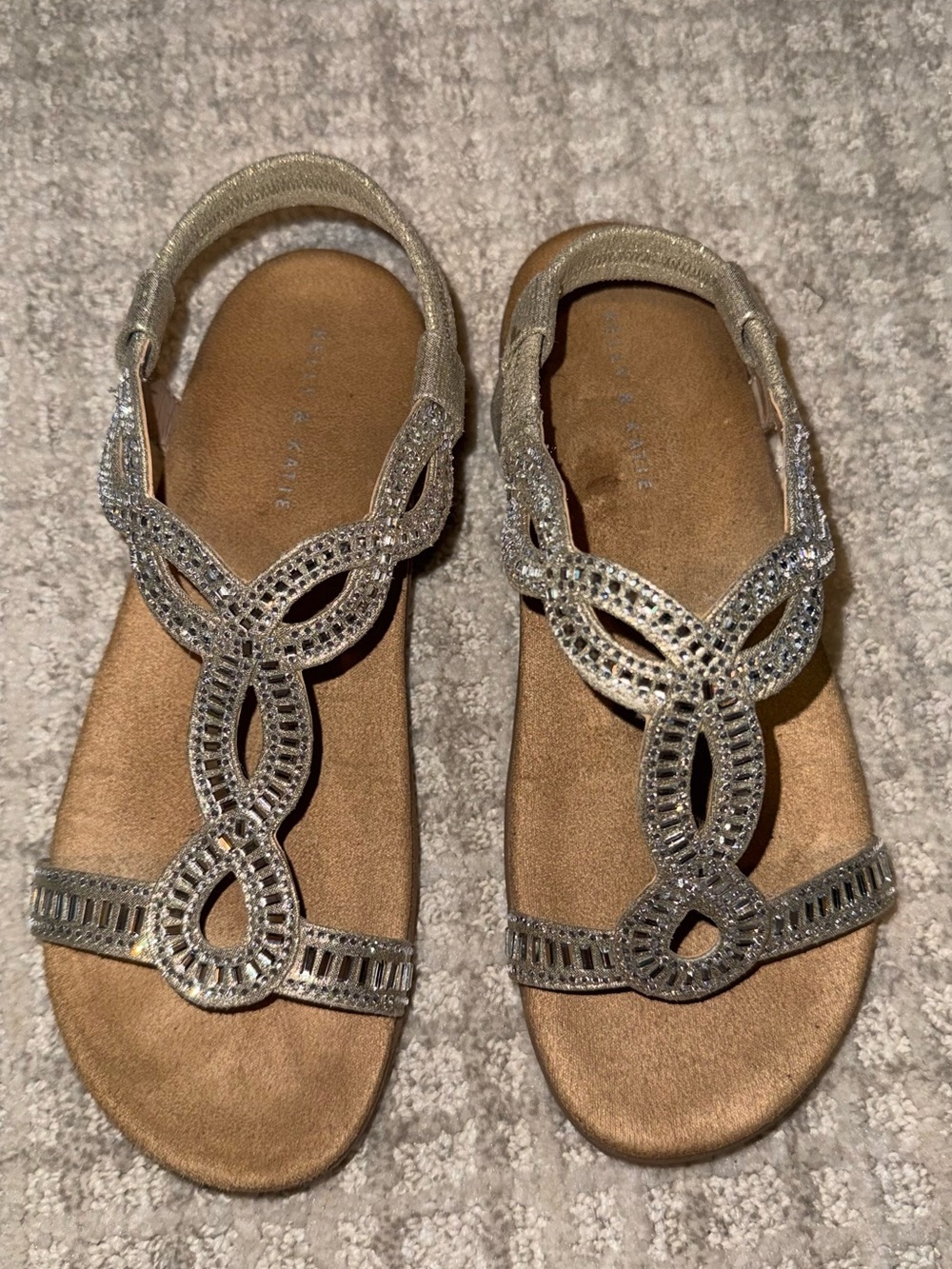 Kelly & Katie Silver Beaded T-Strap Sandal - Picture 2 of 4
